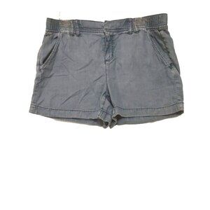 Ann Taylor LOFT Chambray Denim Shorts Size M Med Blue Cotton Blend Elastic Waist